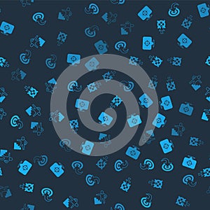 Set Target, , and Stair with finish flag on seamless pattern. Vector