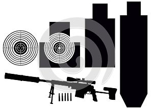 Set of targets and rifle