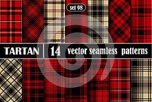 Set Tartan  Plaid  Seamless Pattern Background