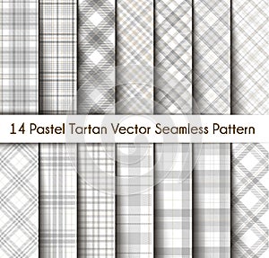 Set Tartan Seamless Pattern Background in Pastel Color