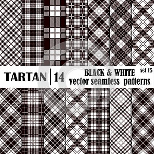 Set tartan seamless pattern in black and white colors