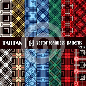 Set tartan seamless pattern in different colors.