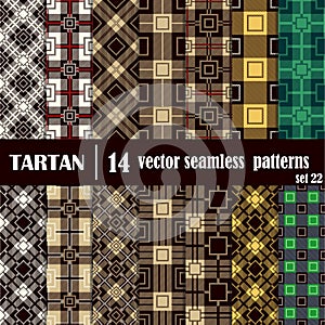 Set tartan seamless pattern in different colors.