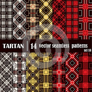 Set tartan seamless pattern in different colors.