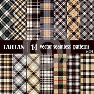 Set Tartan Seamless Pattern in gray and yellow colors