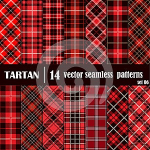 Set Tartan Seamless Pattern in red colors photo