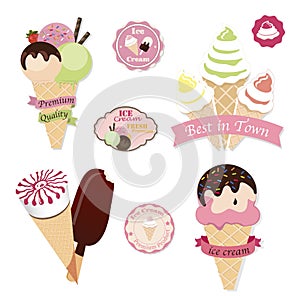 Set of tasty ice cream