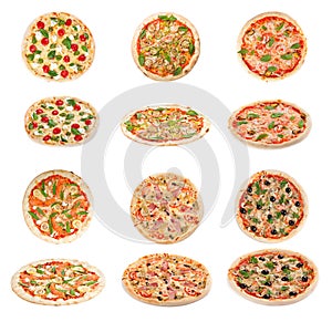 Set of tasty Italian pizza