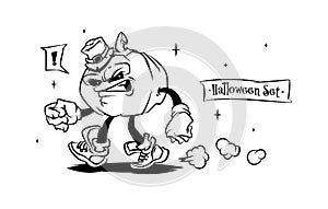 Set of tattoo vector characters for halloween. Beautiful illustrations with characters for t-shirts. Evil pumpkin