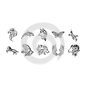 set of tattoos. Vector illustration decorative design