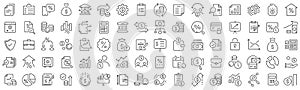 Set of taxes and accounting line icons. Collection of black linear icons