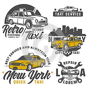 Set of taxi car for emblems,logo and design.