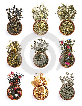 Set of a Tea in a bowles on white