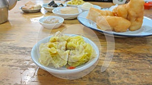 Set of tea and dim sum at chinese restaurant