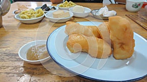 Set of tea and dim sum at chinese restaurant