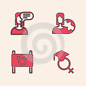 Set Teacher, Female opinion, Women from different countries and Feminist activist icon. Vector