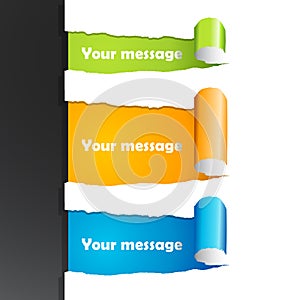 Set of teared papers.