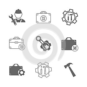 Set of Technical icon vector, Engineering simple icon template, Creative Setting icon design, Illustration