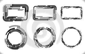 Set of techno - frames with different thickness for futuristic design.