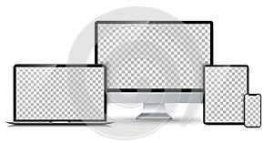 Set technology devices with empty display on white background - vector