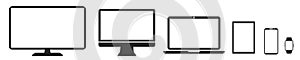 Set technology devices icon: monitor, computer, laptop, tablet, smartphone, watch icons. Mockup electronics devices monitor simple