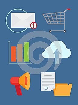 Set of Technology Icons Color Vector Illustration