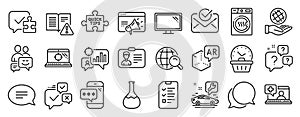 Set of Technology icons, such as Communication, Dryer machine, Approved mail. Vector