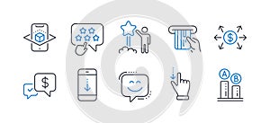Set of Technology icons, such as Credit card, Star, Payment received. Vector
