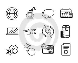 Set of Technology icons, such as Globe, Reject file, Education. Vector