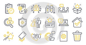 Set of Technology icons, such as Loyalty program, Security lock, Cogwheel symbols. Vector