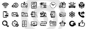 Set of Technology icons, such as Packing boxes, 5g wifi, Seo adblock. Vector