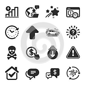 Set of Technology icons, such as Payment received, Chemical hazard, Graph chart symbols. Vector