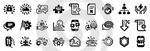 Set of Technology icons, such as Security, Low percent, Reject file. Vector