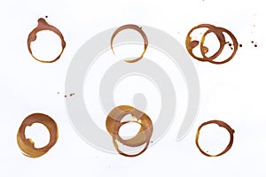 Set of tee or coffee cup rings isolated on a white background