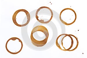 Set of tee or coffee cup rings isolated on a white background