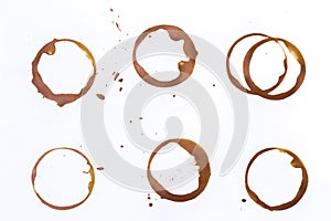 Set of tee or coffee cup rings isolated on a white background