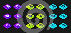 Set Telephone 24 hours support, Information, Question and Answer, and Browser setting icon. Vector