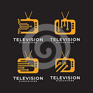 Set of television logo vector design template