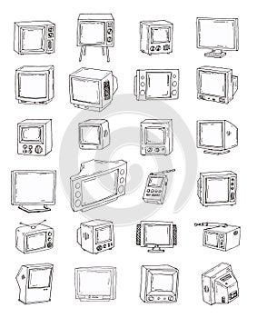 Set Televisions, vintage, vector illustration. photo