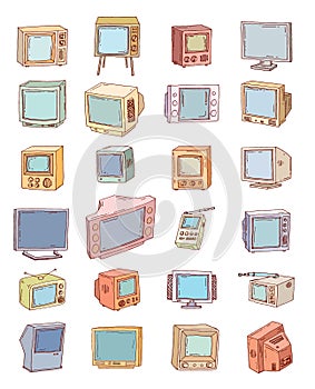 Set Televisions, vintage, vector illustration.