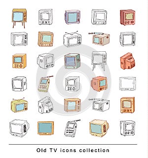Set Televisions, vintage, vector illustration