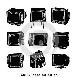 Set Televisions, vintage, vector illustration