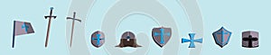 Set of templar knight icon design template with various models. vector illustration isolated on blue background