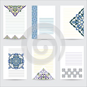 Set template color mandala in Italian majolica style for your design letters, postcards, invitations
