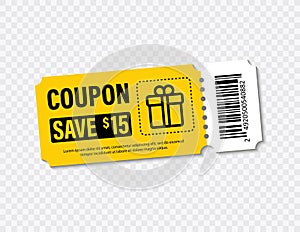 Set of Template Coupon. Gift Coupon element template, graphics design. Voucher promo code. Shopping, marketing, food and photo