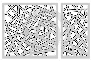 Set template for cutting. Abstract line pattern. Laser cut. Ratio 1:1, 1:2. Vector illustration.