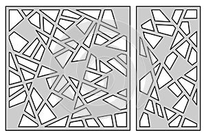 Set template for cutting. Abstract line pattern. Laser cut. Ratio 1:1, 1:2. Vector illustration.