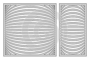 Set template for cutting. Line 3D pattern. Laser cut. Ratio 1:1, 1:2. Vector illustration.