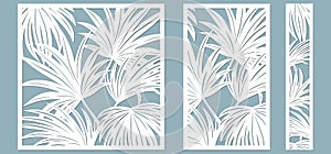 Set template for cutting. Palm leaves pattern. Laser cut. Vector illustration photo