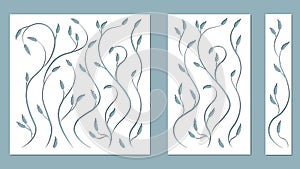 Set template for cutting. Pattern leaves, branches, vine. Vector illustration. For laser cutting, plotter and silkscreen printing photo